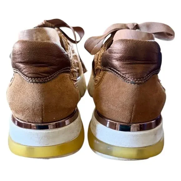 Softwaves Kaki Sneakers Platform Woven Raffia Rose Gold Womens 8 - Picture 7 of 8